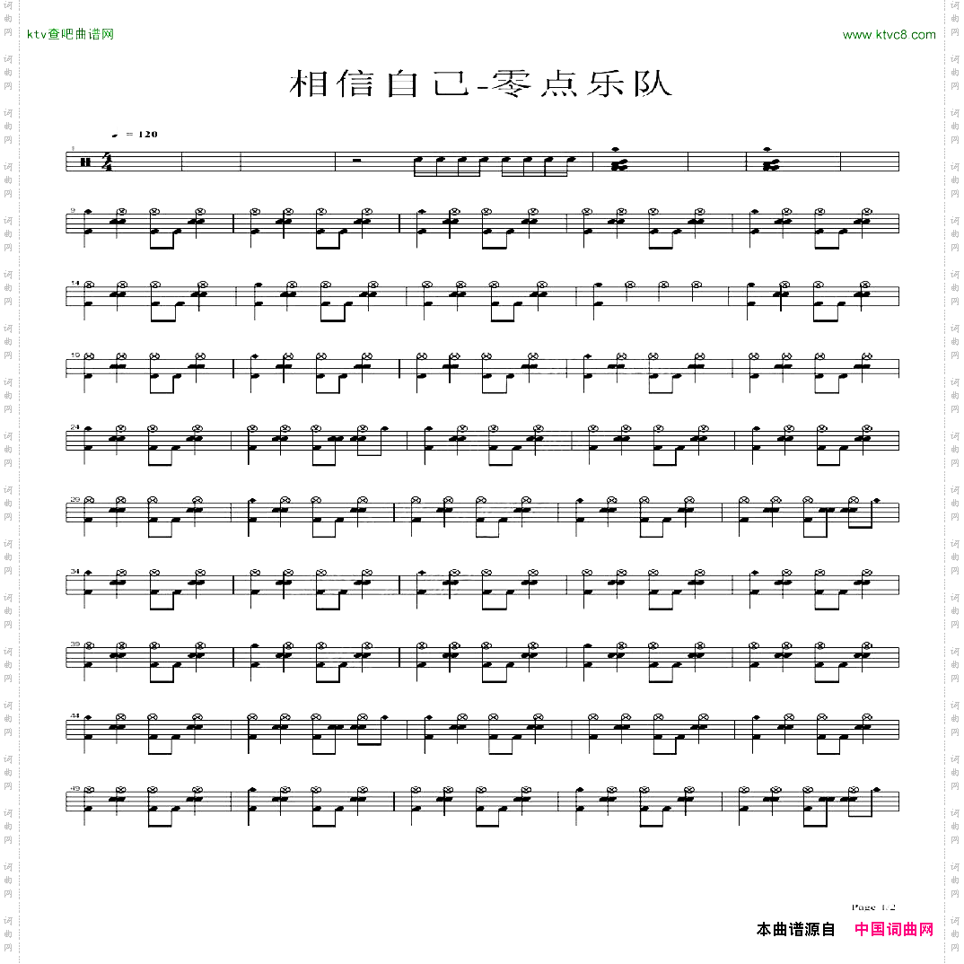 相信自己架子鼓谱