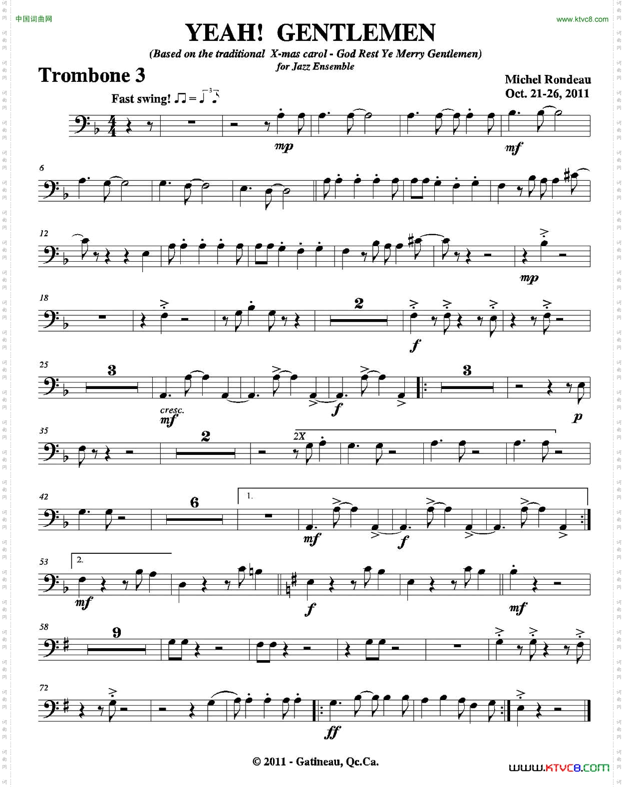 YEAH!GENTLEMEN第三长号分谱_YEAH! GENTLEMEN第三长号分谱