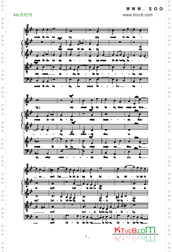 摇篮曲，我可爱的宝贝歌曲类合唱谱