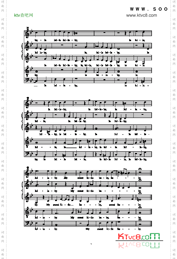 摇篮曲，我可爱的宝贝歌曲类合唱谱