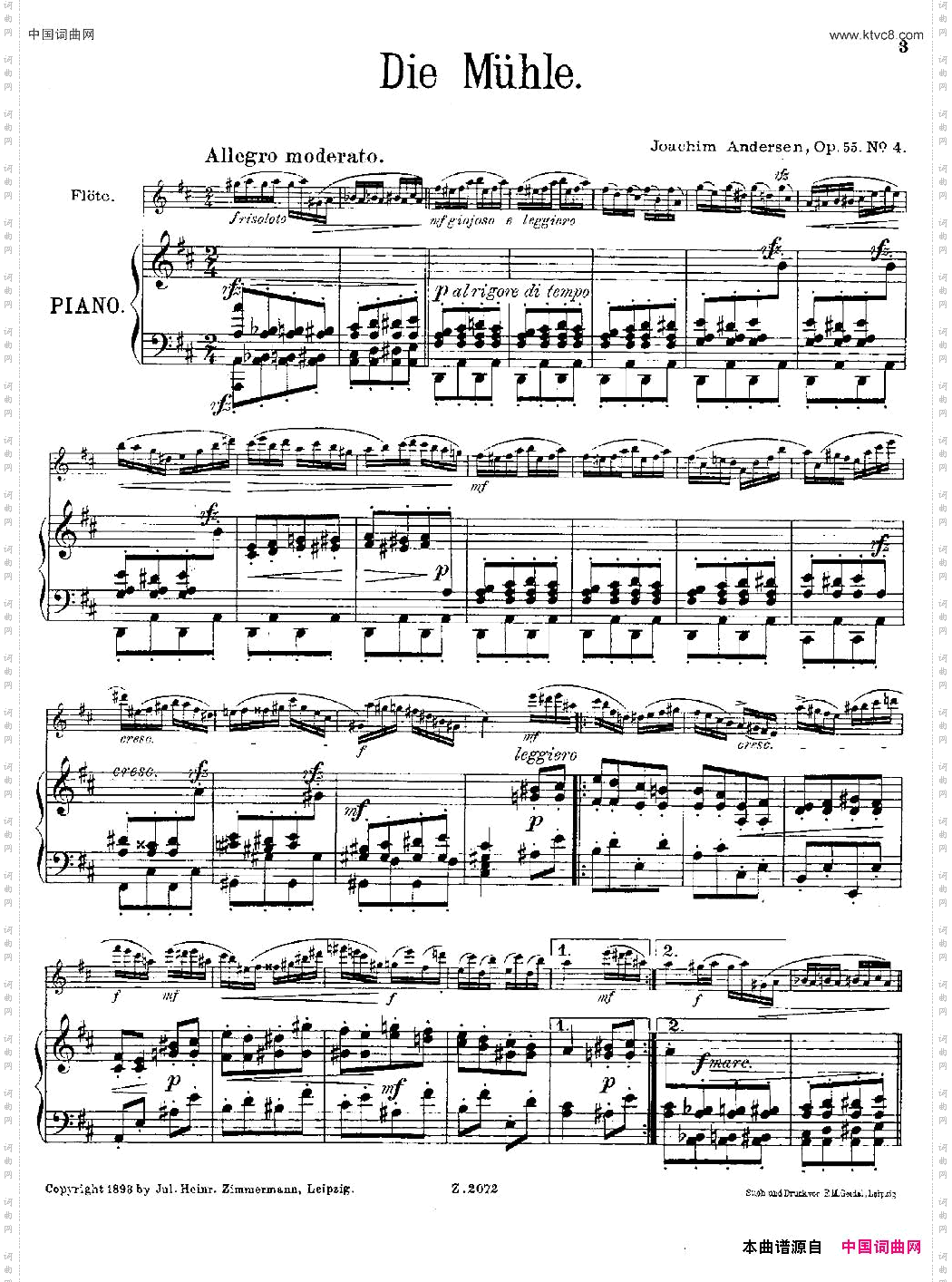 DieMühleOp.55No.4长笛+钢琴伴奏_Die MühleOp.55 No.4长笛+钢琴伴奏