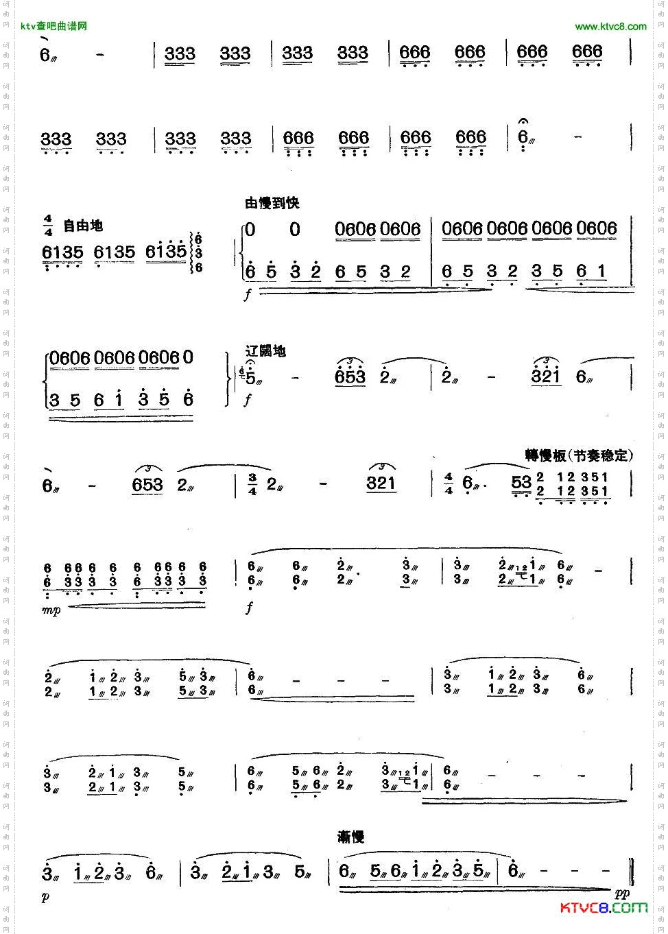 草原上升起不落的太阳_扬琴曲谱