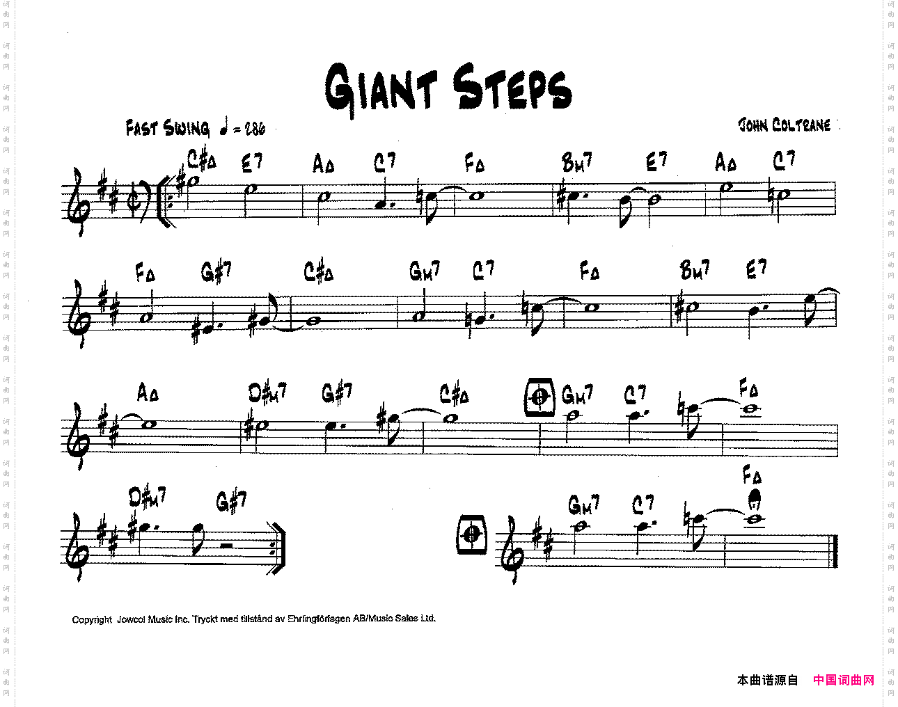 降B爵士乐谱：GIANTSTEPS