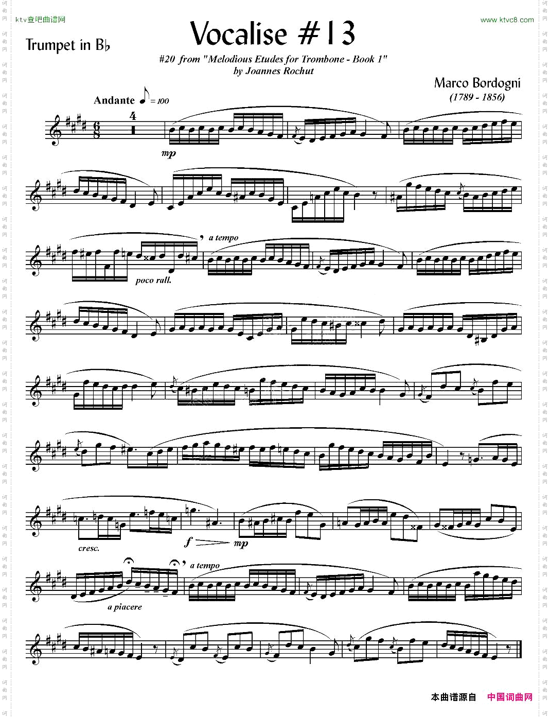 Bordogni-Vocalise#13小号
