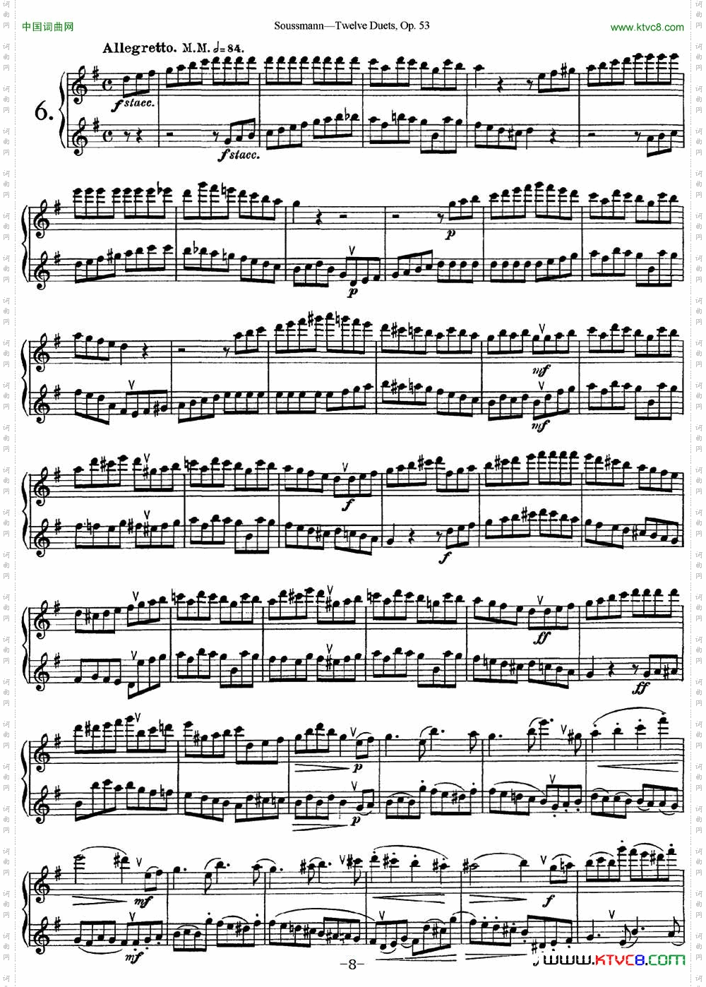 苏斯曼12首长笛重奏曲Op.53NO.6-NO.7