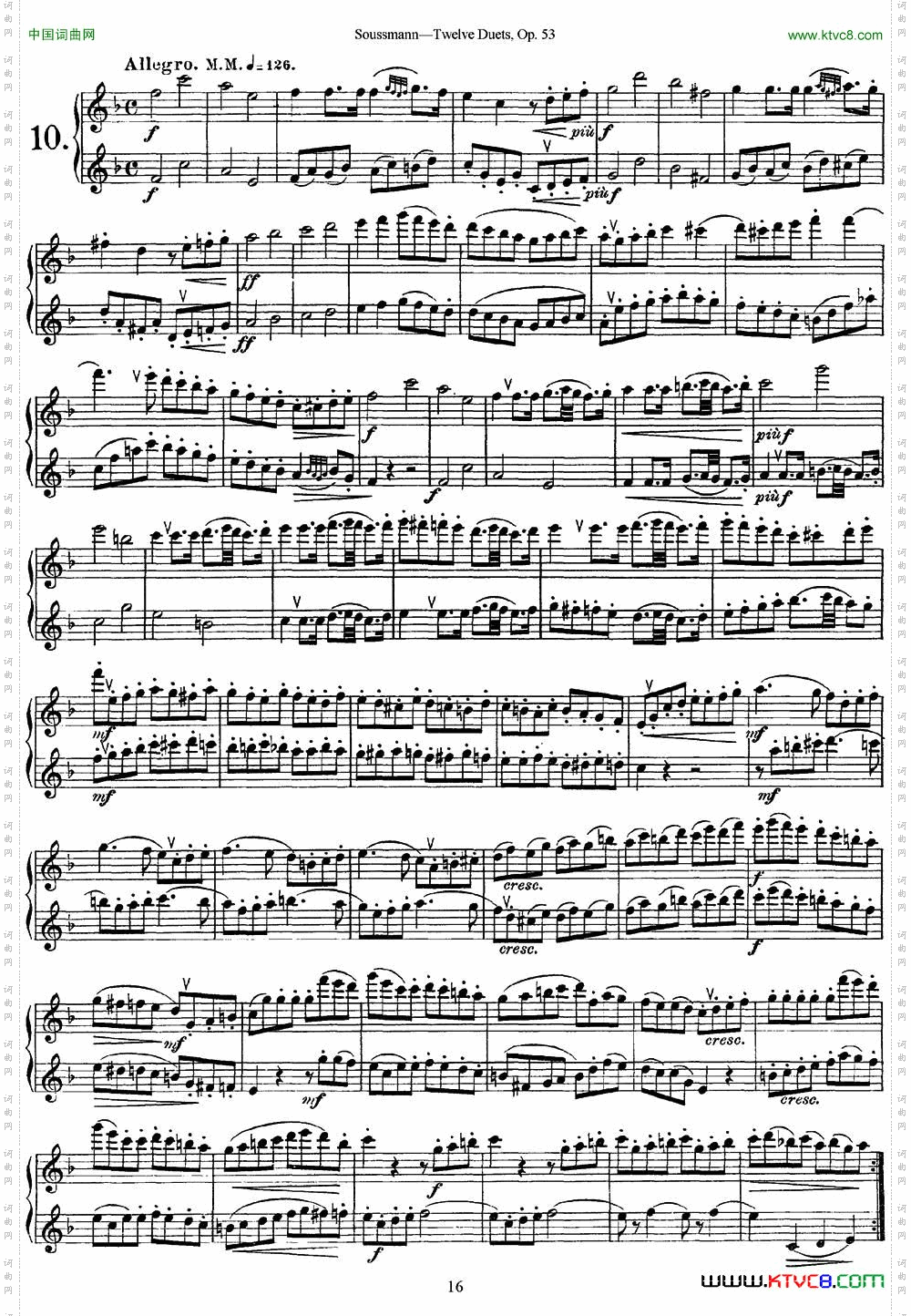 苏斯曼12首长笛重奏曲Op.53NO.10-NO.11