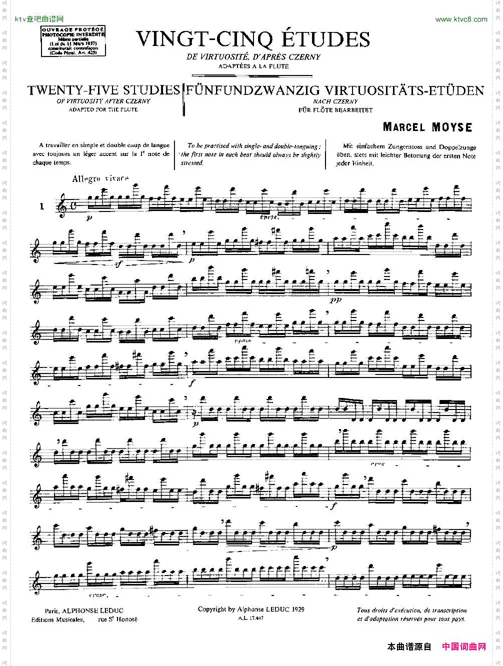Moyse-25StudiesafterCzernyflute125首改编自车尔尼作品的练习曲