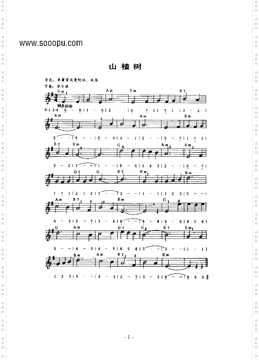山楂树_主题曲键盘类电子琴