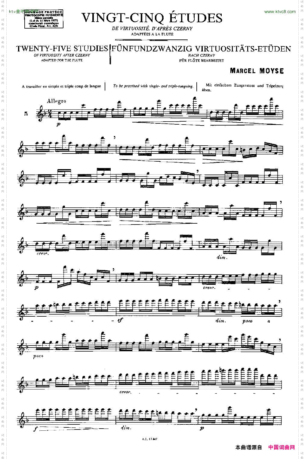 Moyse-25StudiesafterCzernyflute525首改编自车尔尼作品的练习曲
