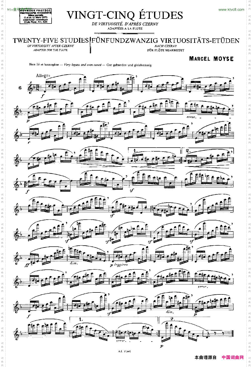 Moyse-25StudiesafterCzernyflute625首改编自车尔尼作品的练习曲