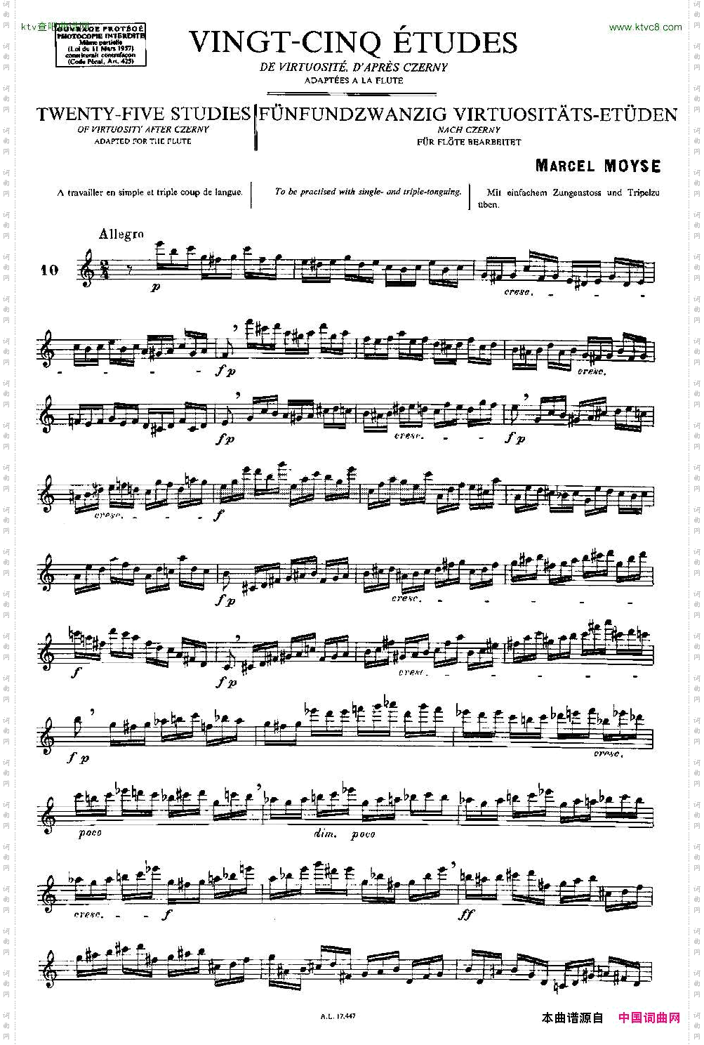 Moyse-25StudiesafterCzernyflute1025首改编自车尔尼作品的练习曲
