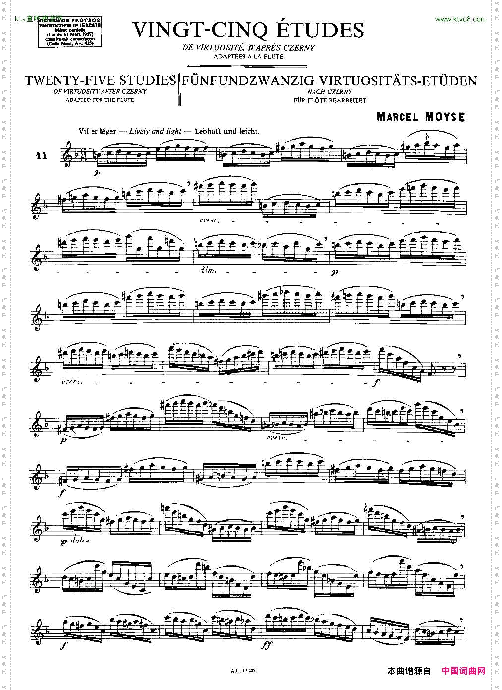 Moyse-25StudiesafterCzernyflute1125首改编自车尔尼作品的练习曲