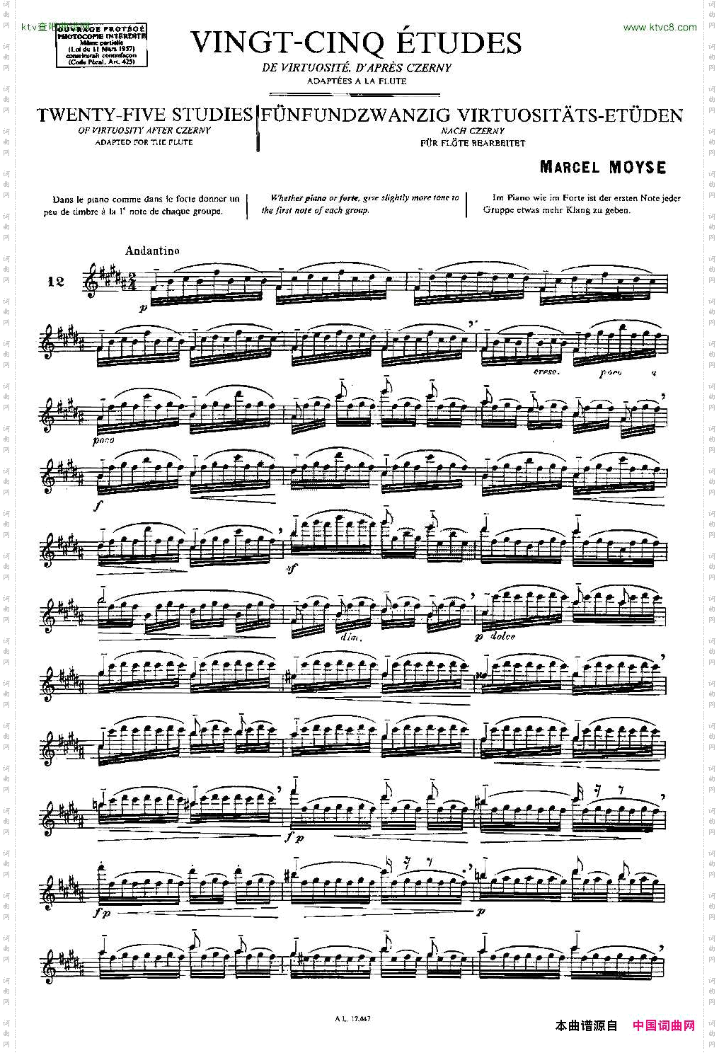 Moyse-25StudiesafterCzernyflute1225首改编自车尔尼作品的练习曲