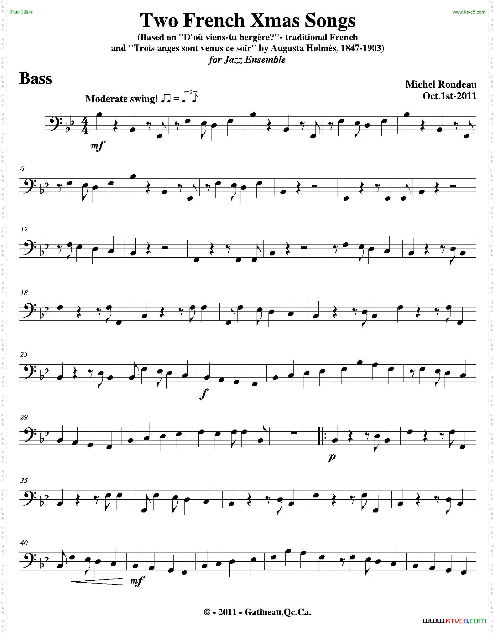 TwoFrenchXmasSongs贝司分谱_Two French Xmas Songs贝司分谱
