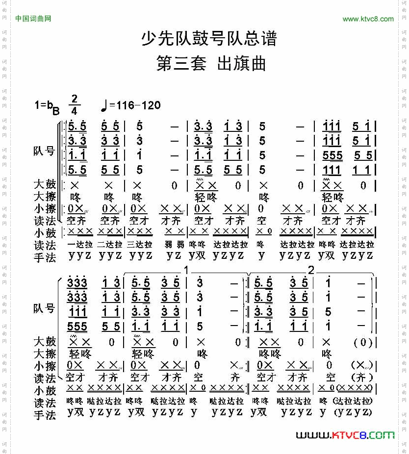 中国少年先锋队鼓号队总谱_第三套 出旗曲