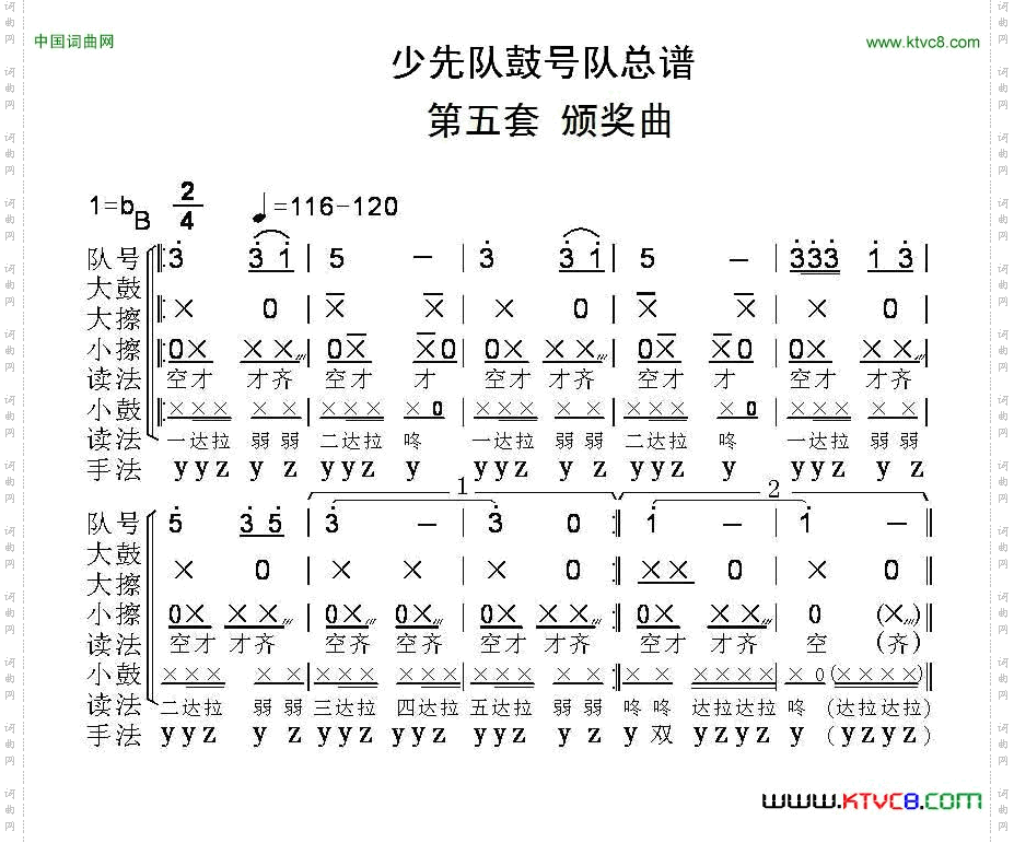 中国少年先锋队鼓号队总谱_第五套 颁奖曲