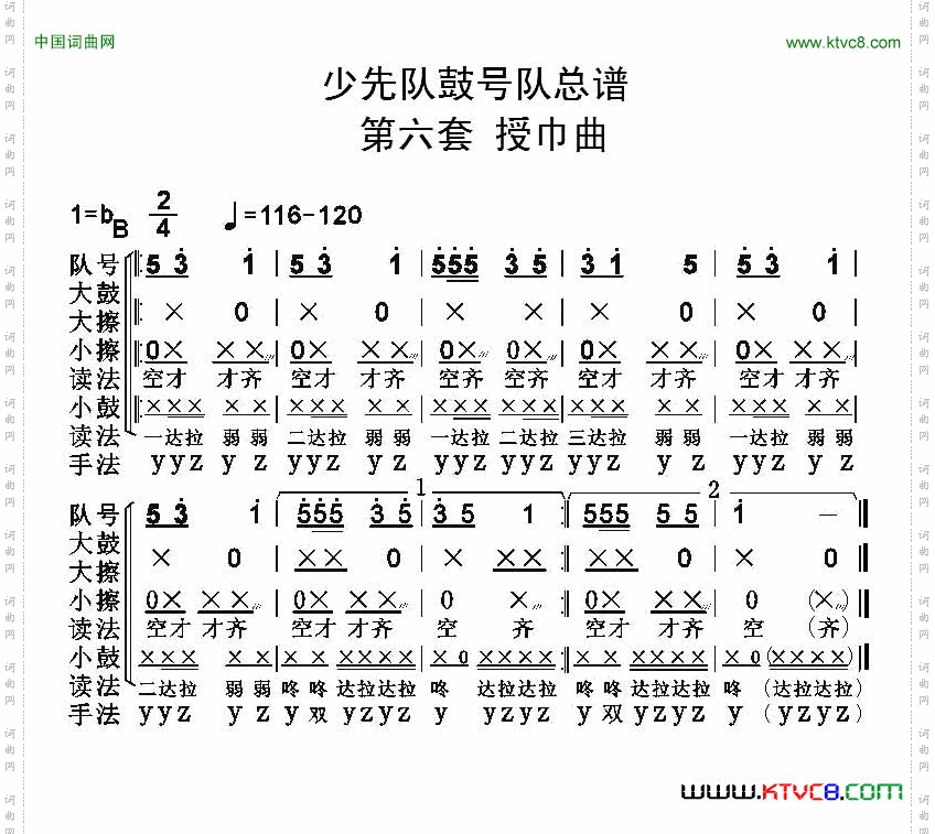 中国少年先锋队鼓号队总谱_第六套 授巾曲