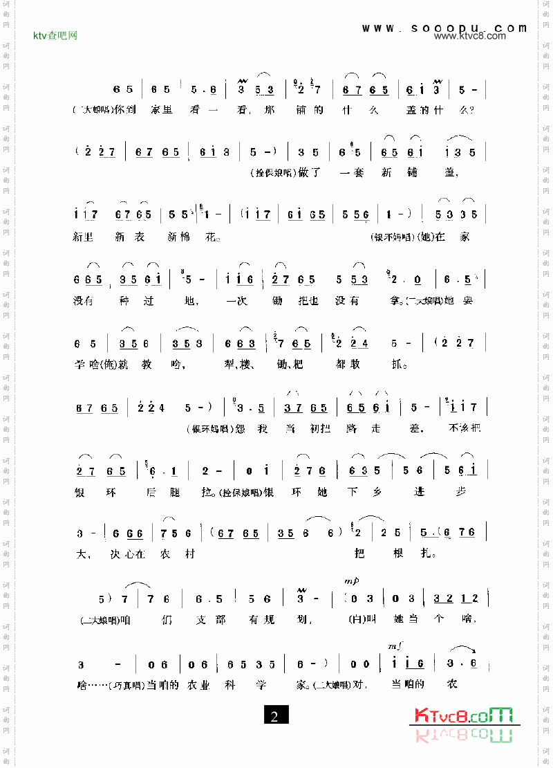 现代戏咱们说说知心话朝阳沟其他类戏曲谱