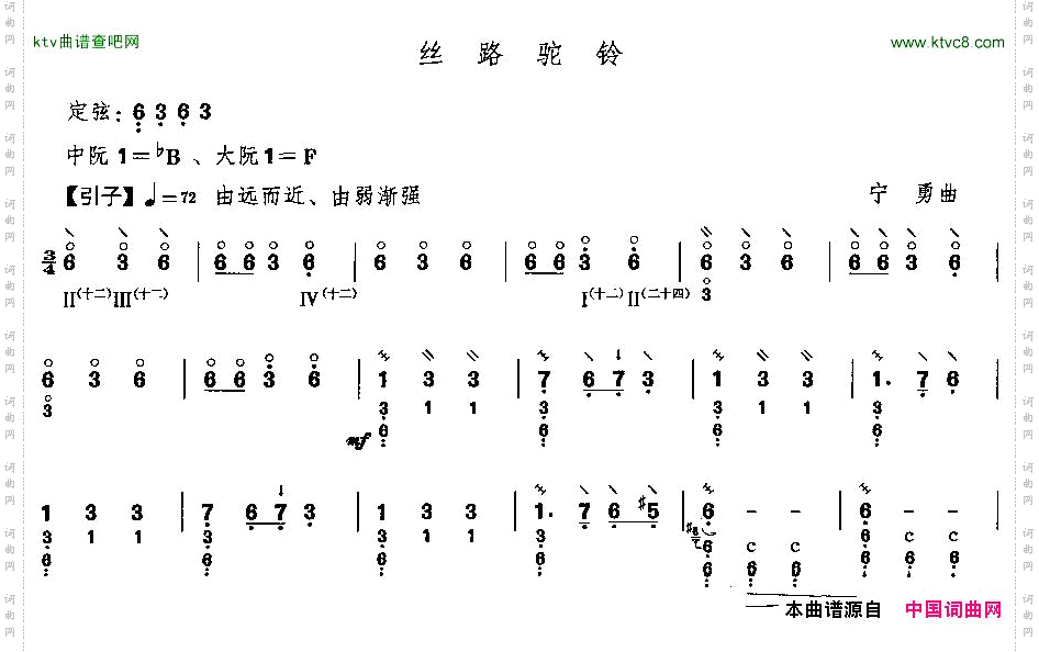 丝路驼铃（阮曲谱）