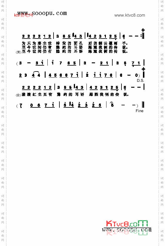 滚滚红尘歌曲类简谱