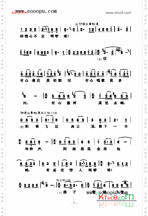 蝴蝶泉边歌曲类简谱