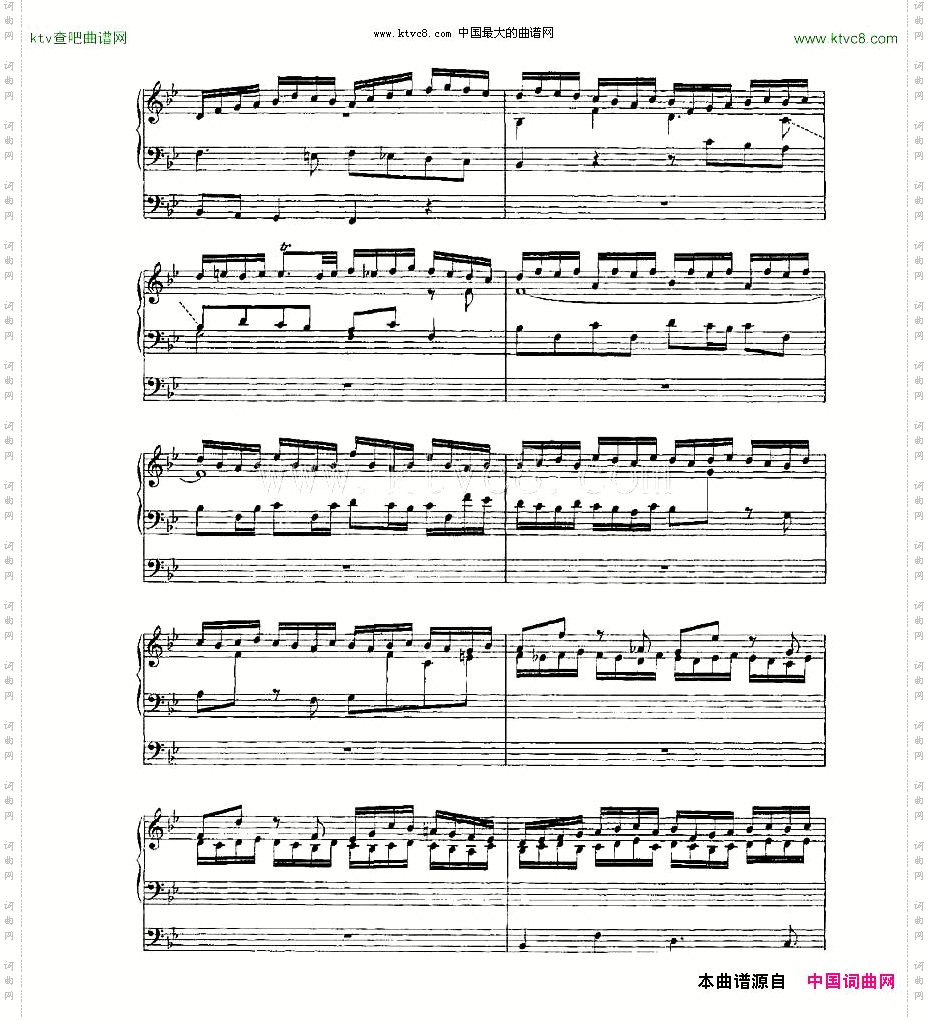 FugueinGMinor--BWV578管风琴谱