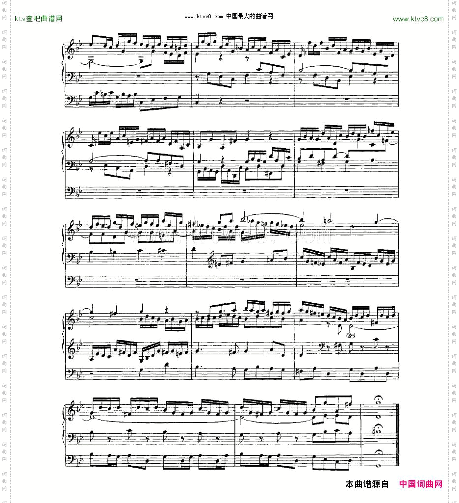 FugueinGMinor--BWV578管风琴谱