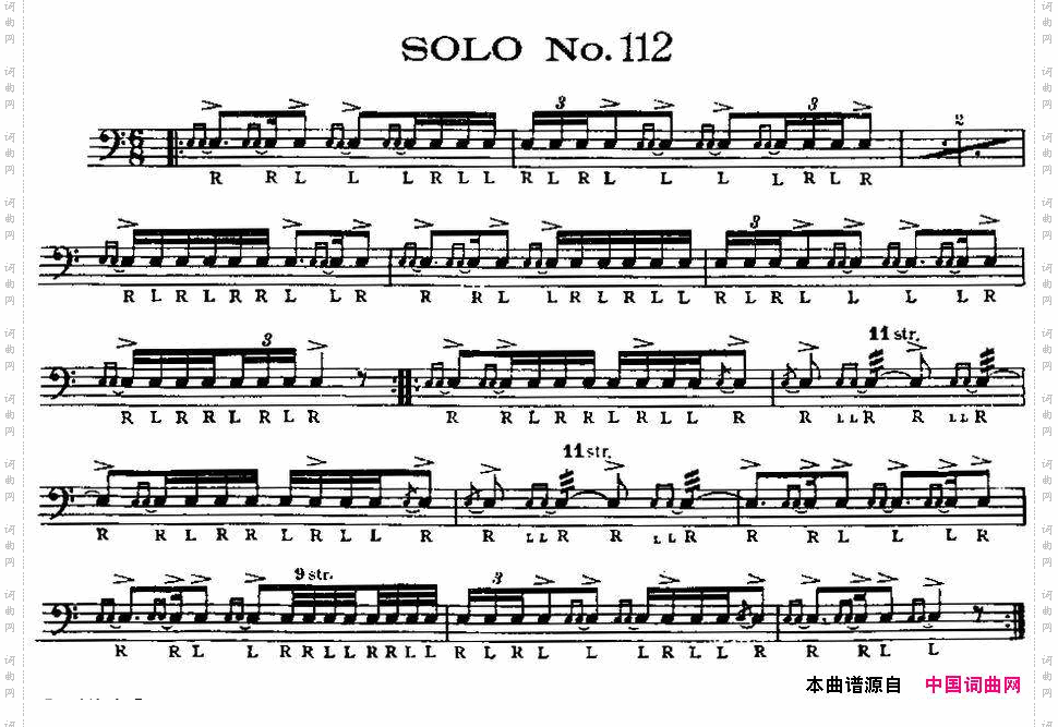美国军鼓SOLONo.111-115爵士鼓谱_美国军鼓 SOLO No.111-115爵士鼓谱