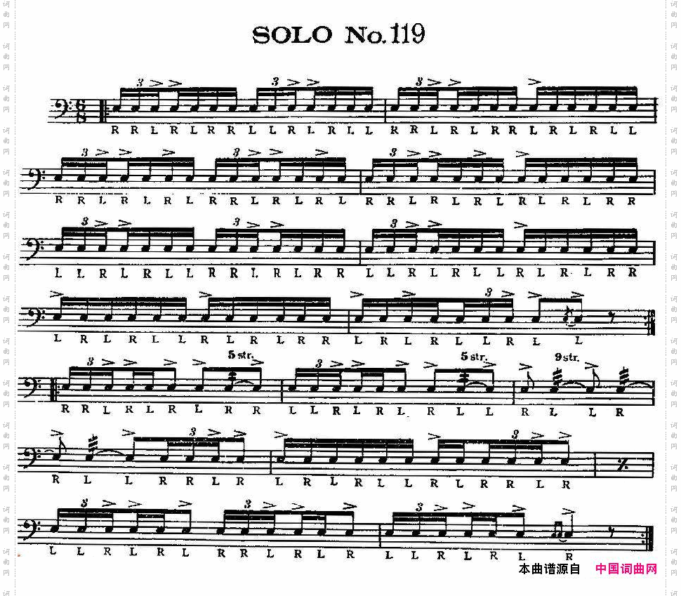 美国军鼓SOLONo.116-120爵士鼓谱_美国军鼓 SOLO No.116-120爵士鼓谱