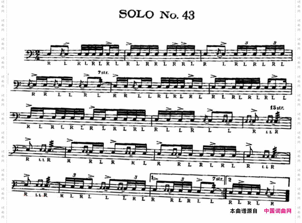 美国军鼓SOLONo.41-45爵士鼓谱_美国军鼓 SOLO No.41-45爵士鼓谱
