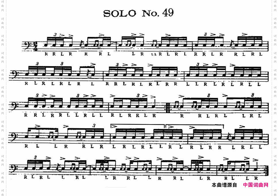 美国军鼓SOLONo.46-50爵士鼓谱_美国军鼓 SOLO No.46-50爵士鼓谱