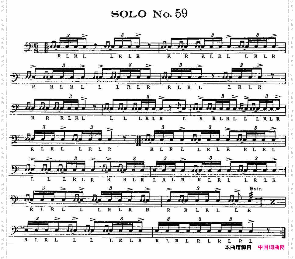 美国军鼓SOLONo.56-60爵士鼓谱_美国军鼓 SOLO No.56-60爵士鼓谱