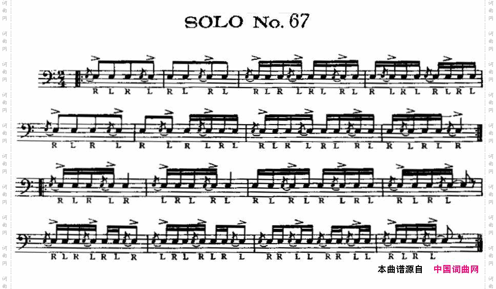 美国军鼓SOLONo.66-70爵士鼓谱_美国军鼓 SOLO No.66-70爵士鼓谱