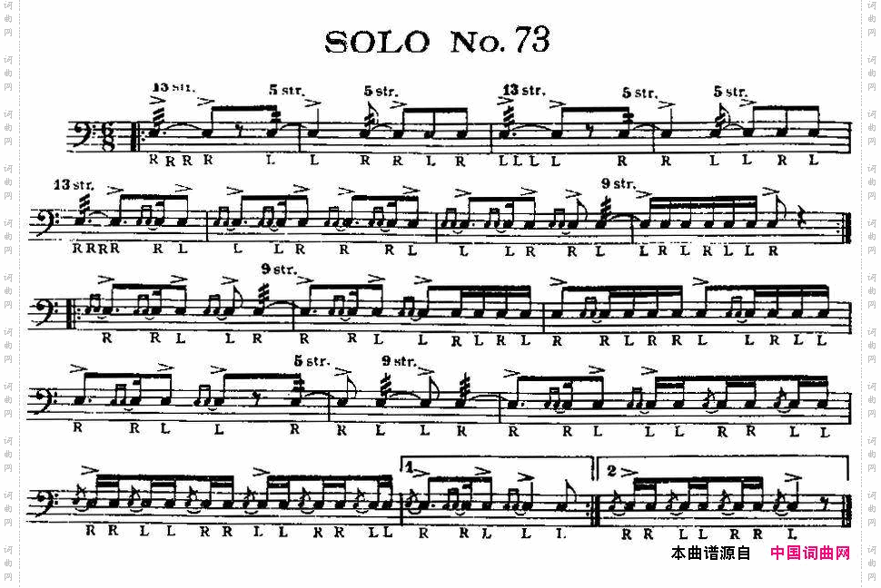 美国军鼓SOLONo.71-75爵士鼓谱_美国军鼓 SOLO No.71-75爵士鼓谱