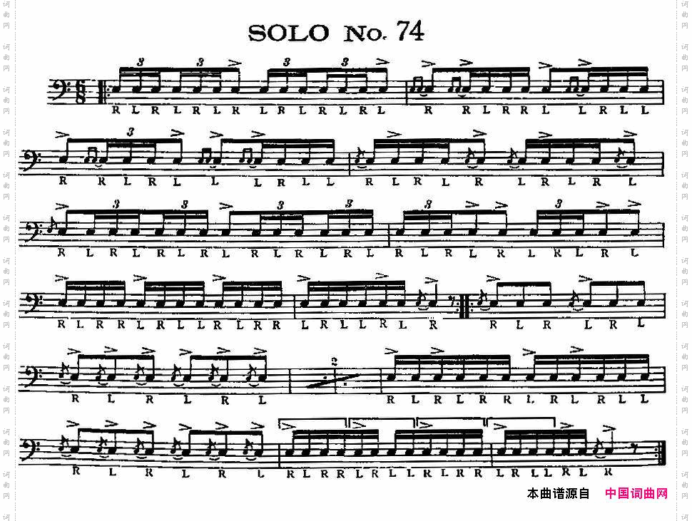 美国军鼓SOLONo.71-75爵士鼓谱_美国军鼓 SOLO No.71-75爵士鼓谱