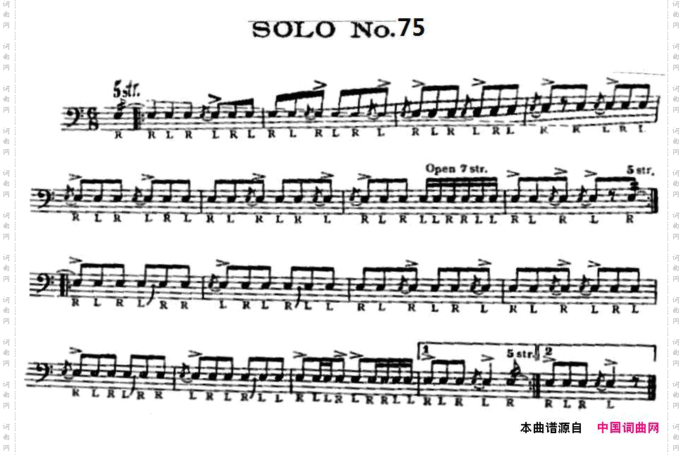 美国军鼓SOLONo.71-75爵士鼓谱_美国军鼓 SOLO No.71-75爵士鼓谱