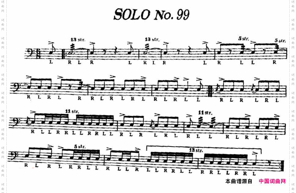 美国军鼓SOLONo.96-100爵士鼓谱_美国军鼓 SOLO No.96-100爵士鼓谱