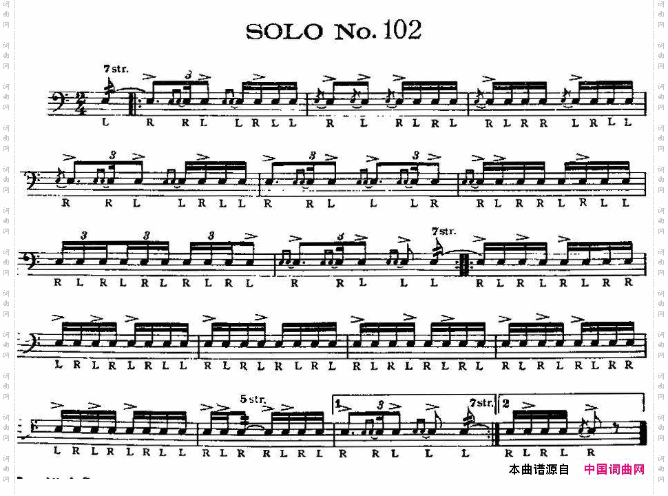 美国军鼓SOLONo.101-105爵士鼓谱_美国军鼓 SOLO No.101-105爵士鼓谱