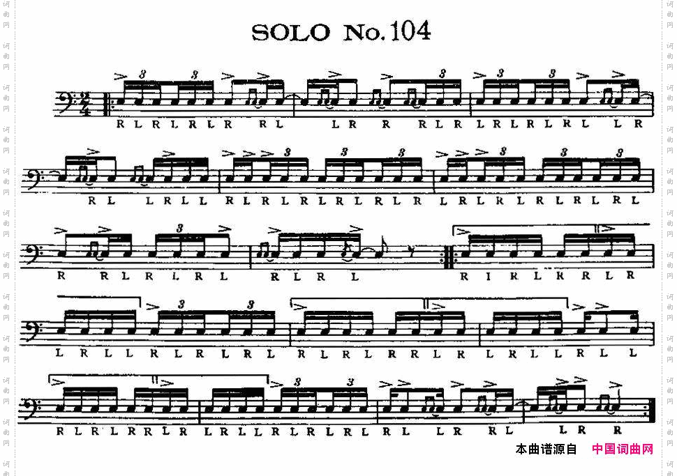 美国军鼓SOLONo.101-105爵士鼓谱_美国军鼓 SOLO No.101-105爵士鼓谱