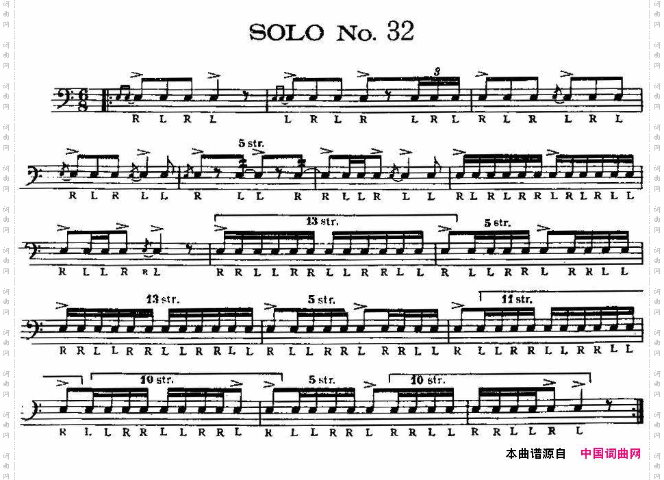 美国军鼓SOLONo.31-35爵士鼓谱_美国军鼓 SOLO No.31-35爵士鼓谱