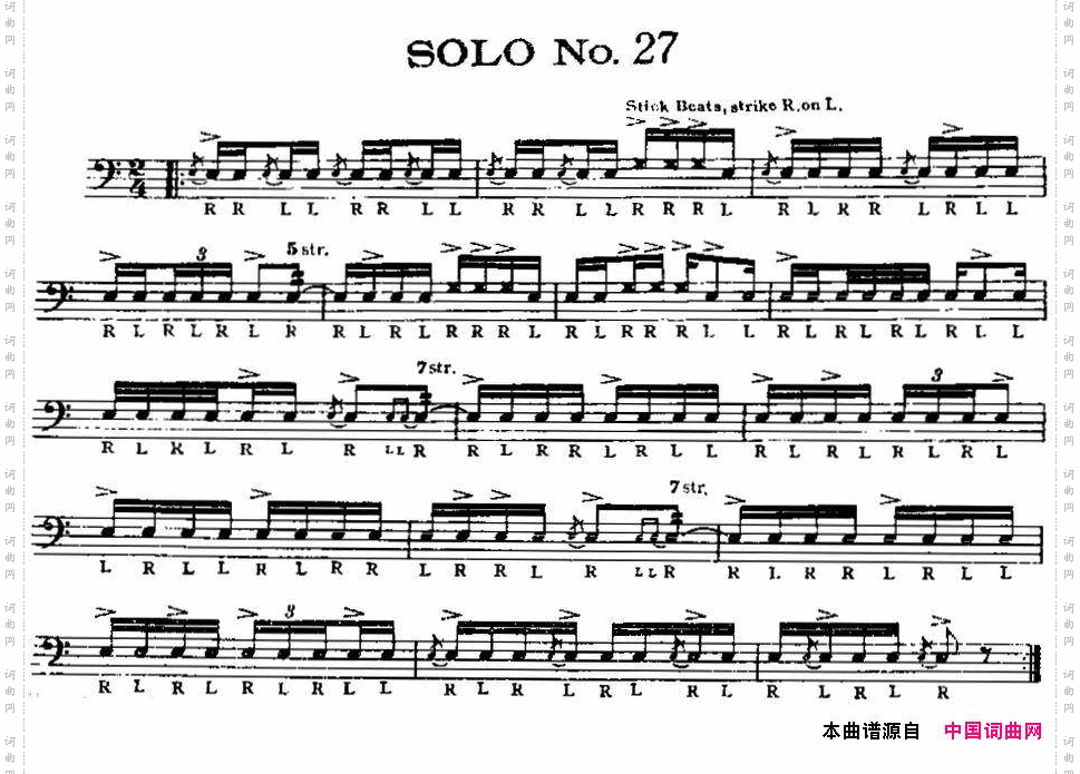 美国军鼓SOLONo.26-30爵士鼓谱_美国军鼓 SOLO No.26-30爵士鼓谱
