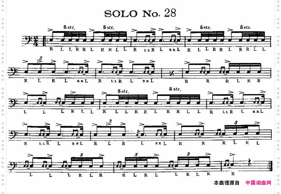 美国军鼓SOLONo.26-30爵士鼓谱_美国军鼓 SOLO No.26-30爵士鼓谱