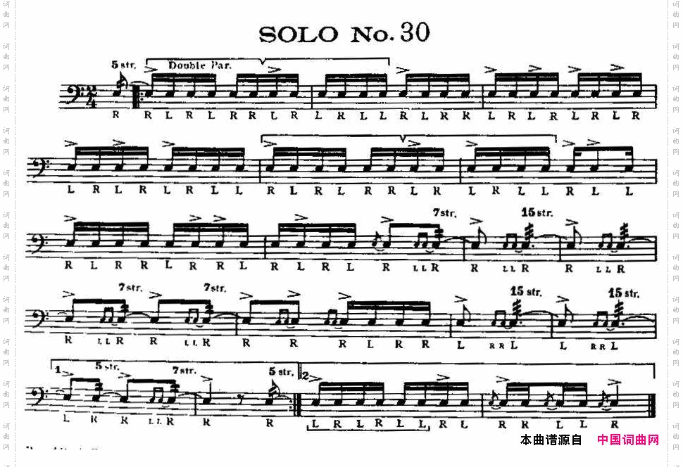 美国军鼓SOLONo.26-30爵士鼓谱_美国军鼓 SOLO No.26-30爵士鼓谱