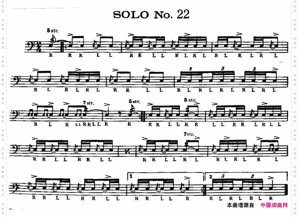 美国军鼓SOLONo.21-25爵士鼓谱_美国军鼓 SOLO No.21-25爵士鼓谱