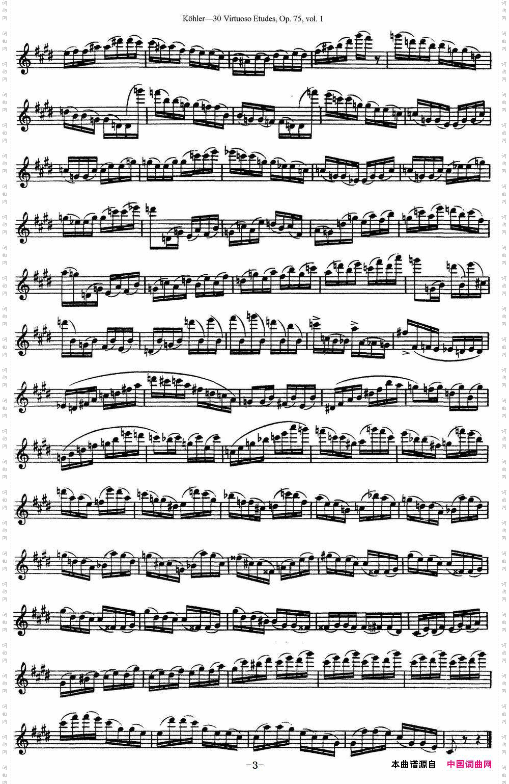 柯勒30首高级长笛练习曲作品75号NO.8