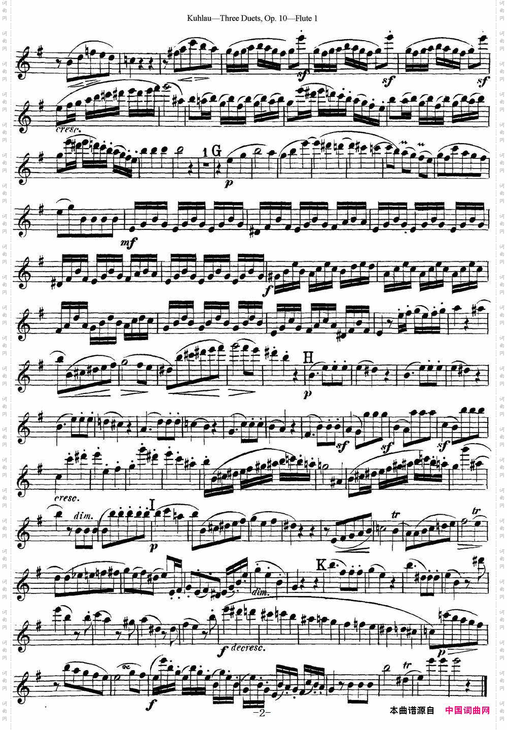 库劳长笛二重奏练习曲Op.10——Flute1No.1_库劳长笛二重奏练习曲Op.10——Flute 1No.1