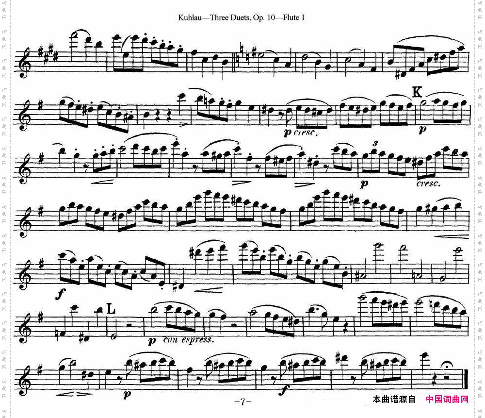 库劳长笛二重奏练习曲Op.10——Flute1No.1_库劳长笛二重奏练习曲Op.10——Flute 1No.1