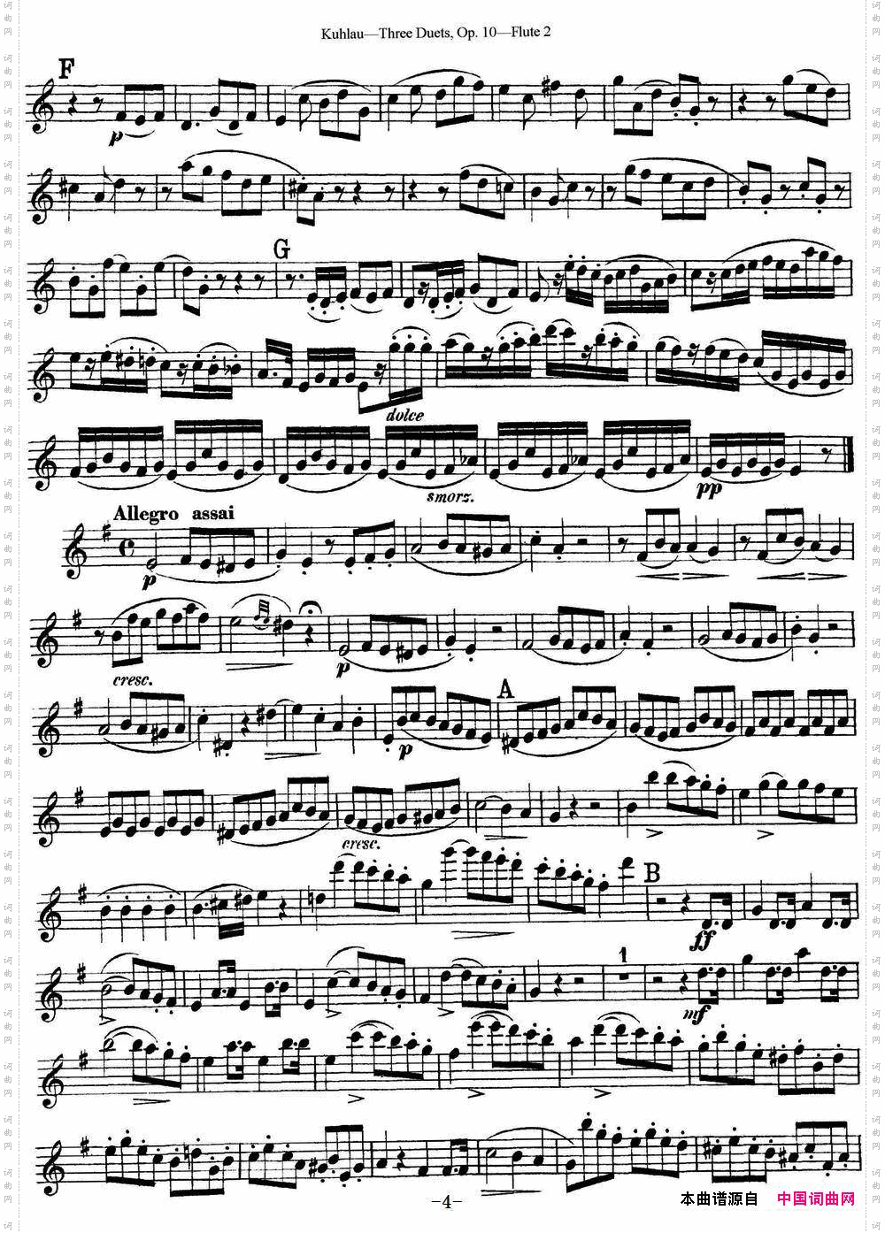 库劳长笛二重奏练习曲Op.10——Flute2No.1_库劳长笛二重奏练习曲Op.10——Flute 2No.1