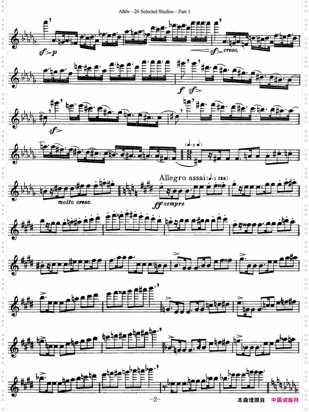 阿尔泰斯26首精选长笛练习曲NO.6