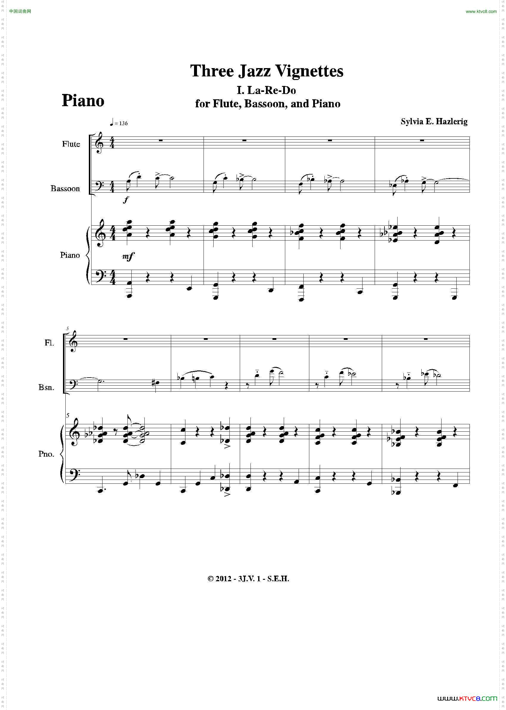 Threejazzvignettes第一乐章长笛巴松钢琴三重奏_Three jazz vignettes第一乐章长笛巴松钢琴三重奏